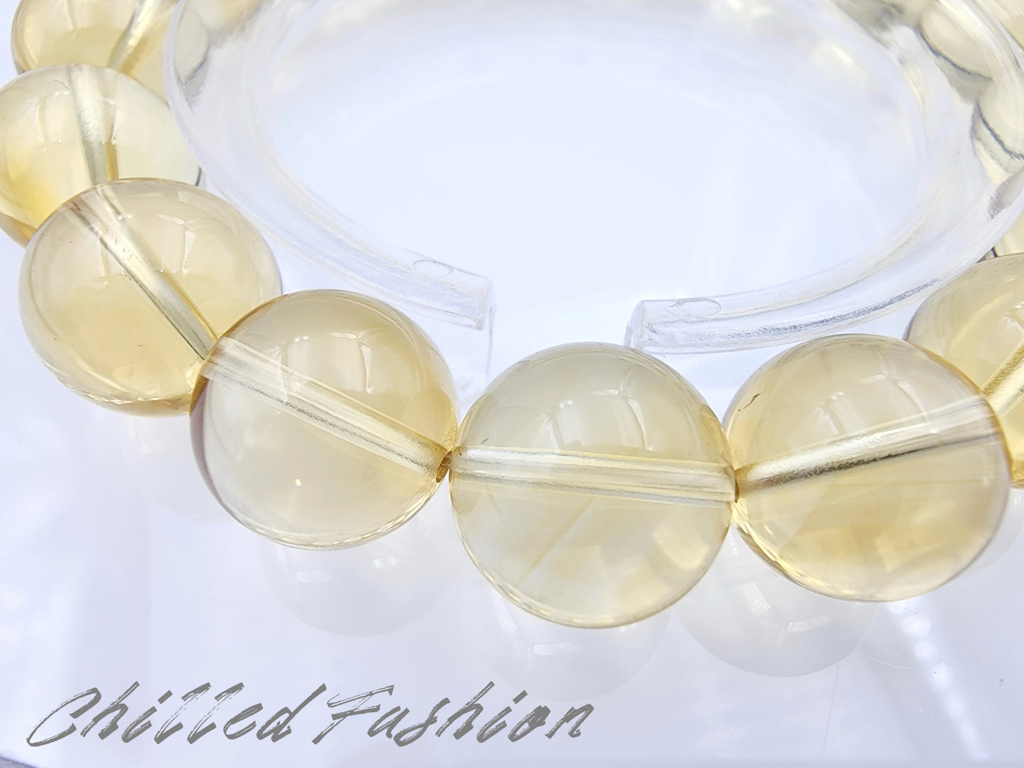 [Bracelet] 12mm Golden Citrine Bracelet for Happiness and Energy - Yellow Quartz Gemstone Beads