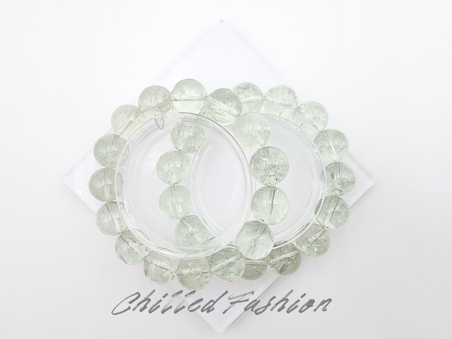 [Bracelet] Elegant 14mm Green Quartz Bracelet - Spiritual Power and Earth Connection