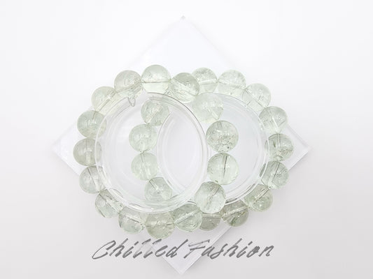 [Bracelet] Elegant 14mm Green Quartz Bracelet - Spiritual Power and Earth Connection