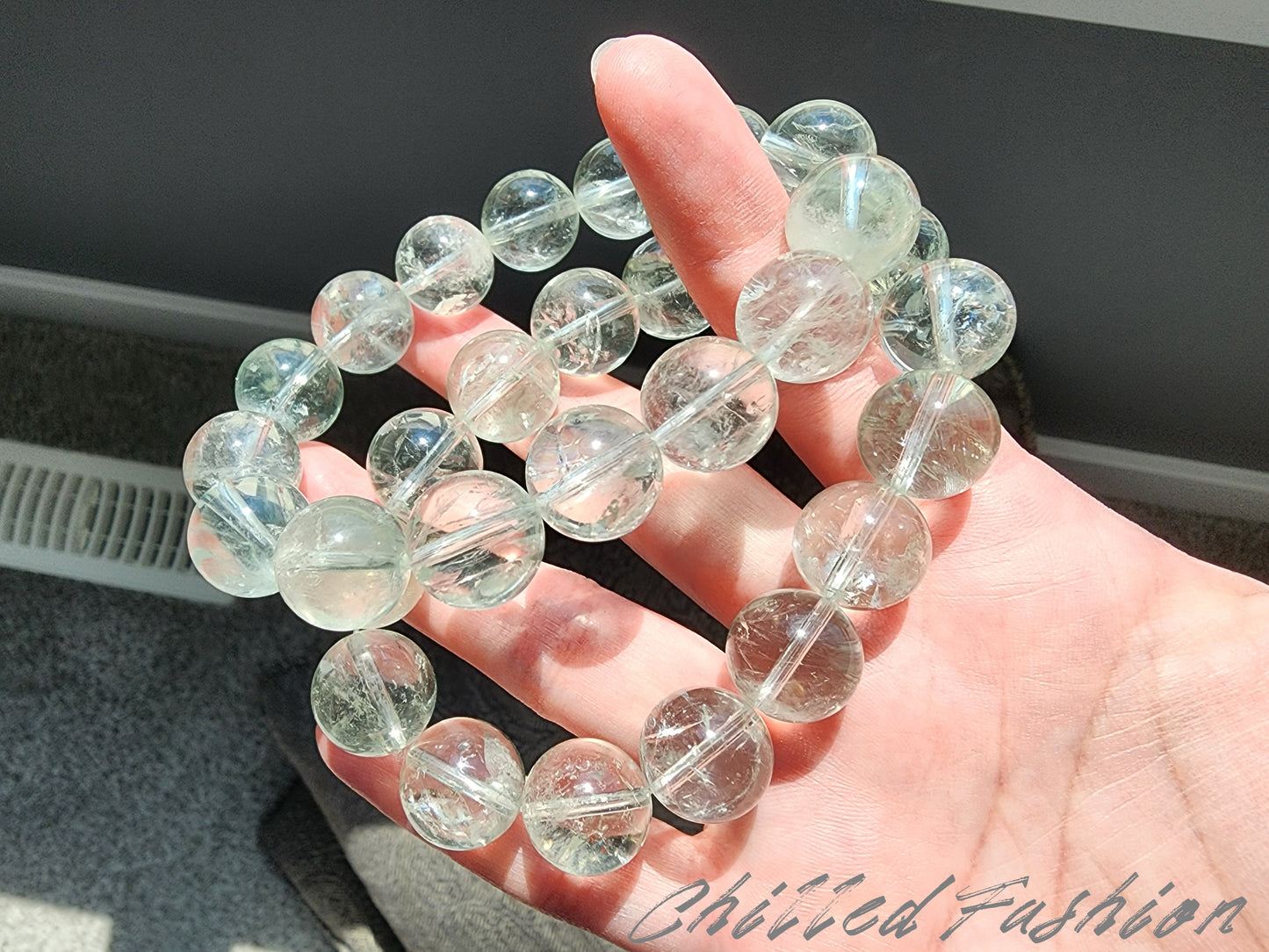 [Bracelet] Elegant 14mm Green Quartz Bracelet - Spiritual Power and Earth Connection
