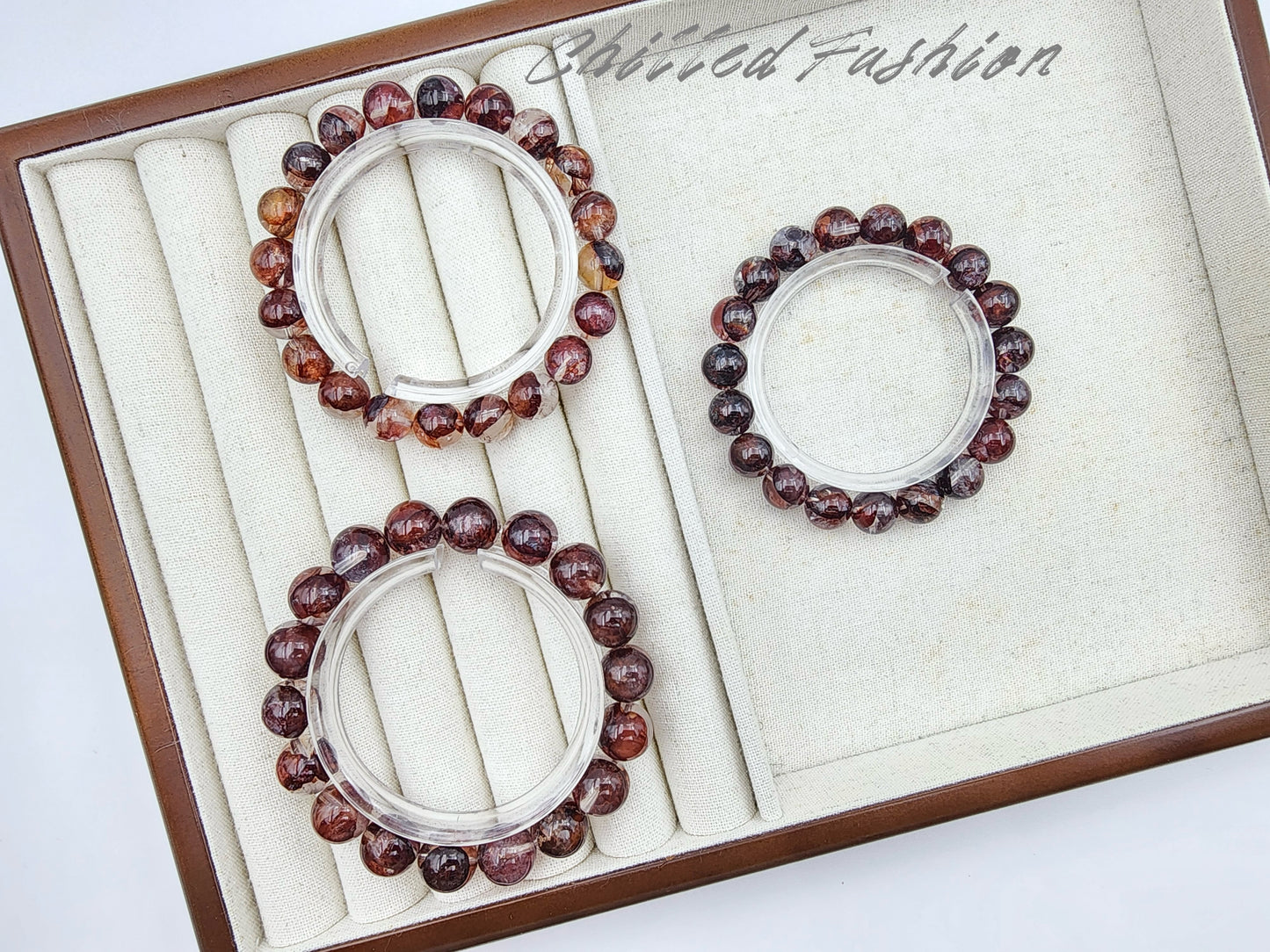 [Bracelet] Oxblood Red Hematoid Quartz 牛血红胶花 Beaded Bracelet
