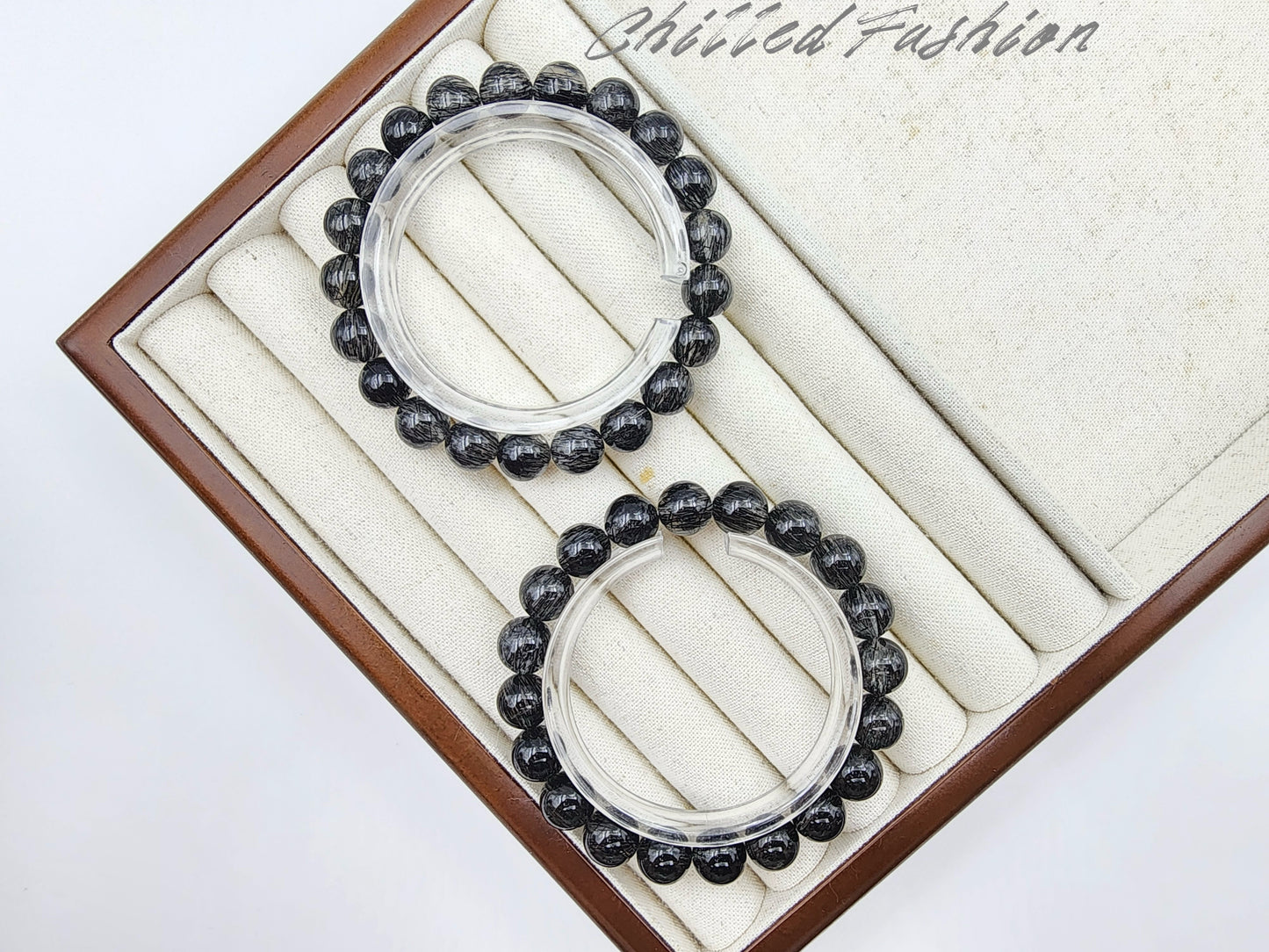 [Bracelet] Black Rutilated Quartz Crystal Bracelet - Protection, Grounding, Luck
