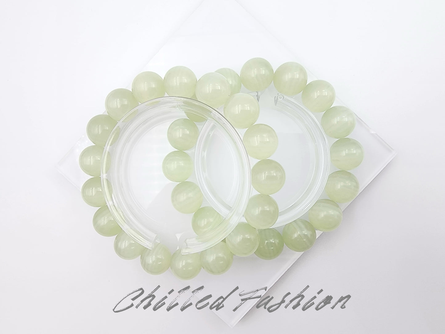 [Bracelet] 12mm Natural Green Calcite Bracelet