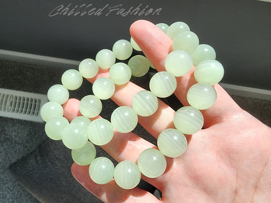 [Bracelet] 12mm Natural Green Calcite Bracelet