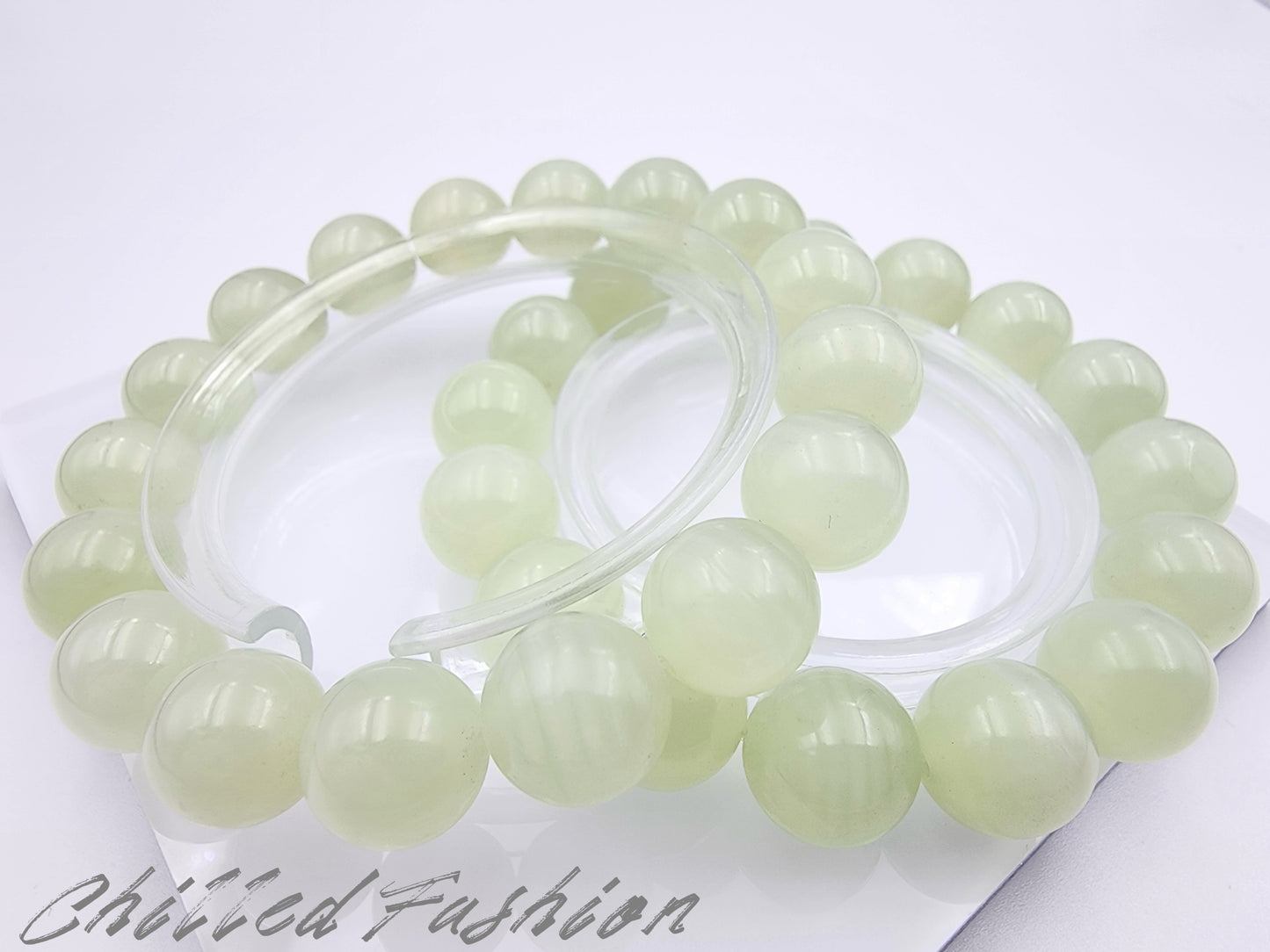 [Bracelet] 12mm Natural Green Calcite Bracelet