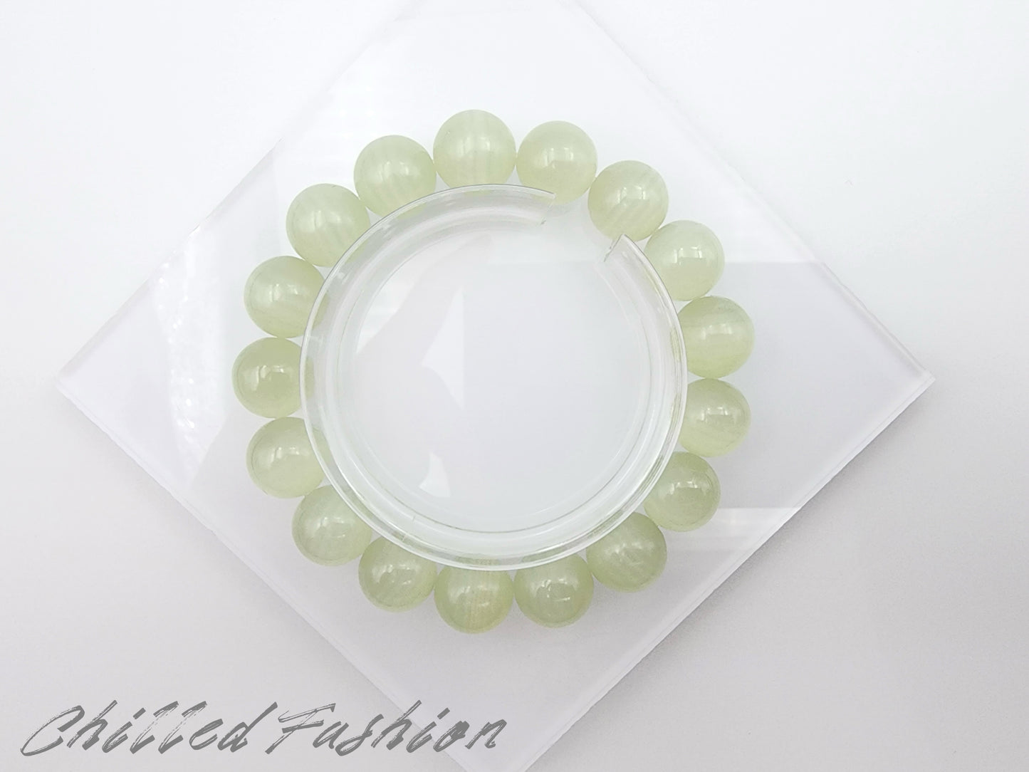 [Bracelet] 12mm Natural Green Calcite Bracelet