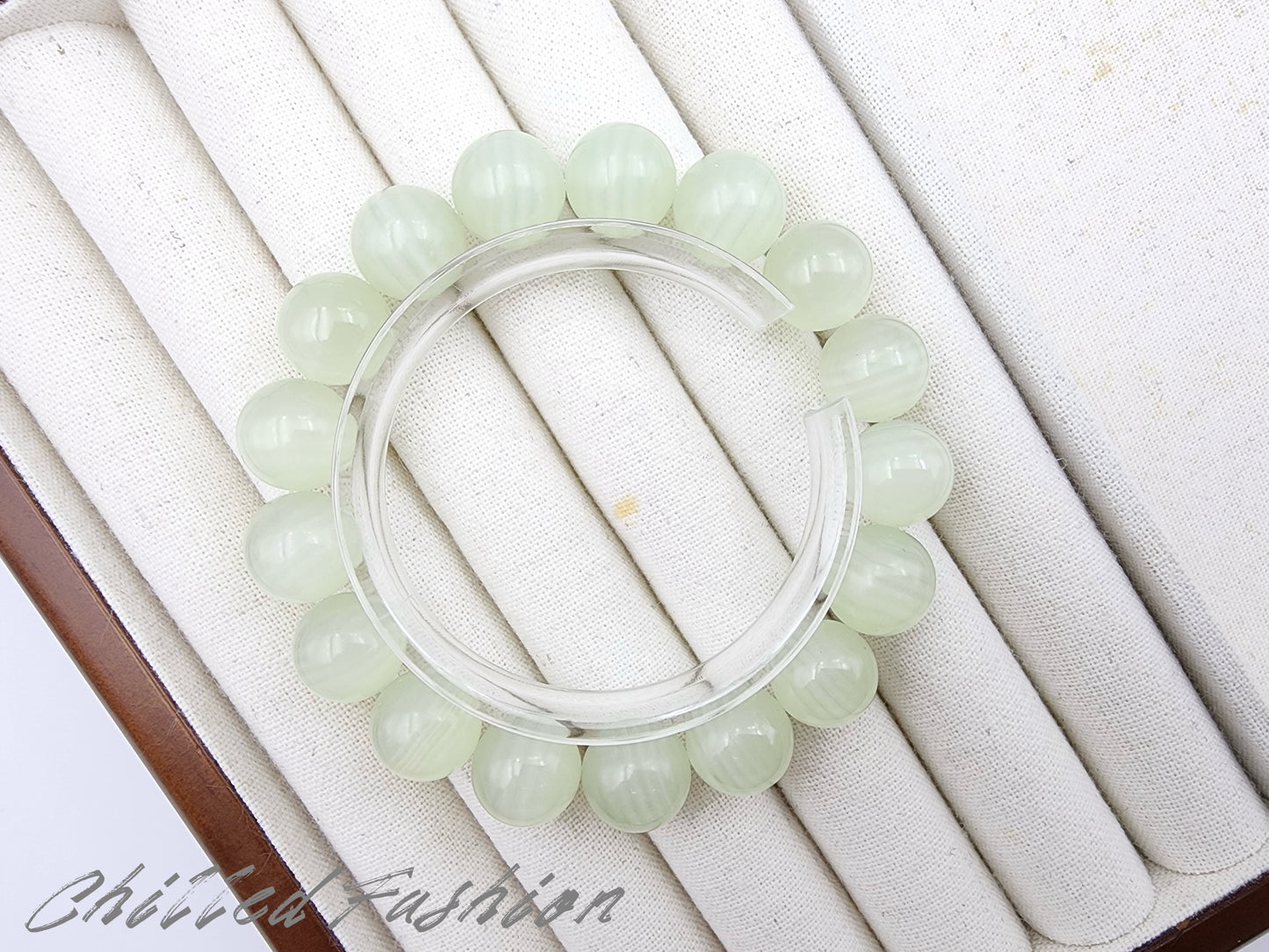 [Bracelet] 12mm Natural Green Calcite Bracelet