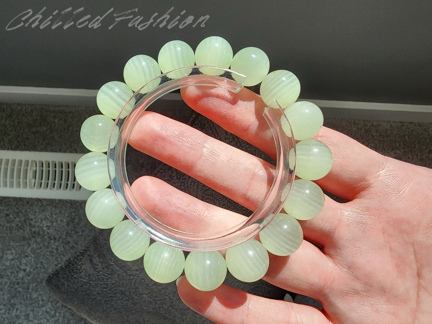 [Bracelet] 12mm Natural Green Calcite Bracelet