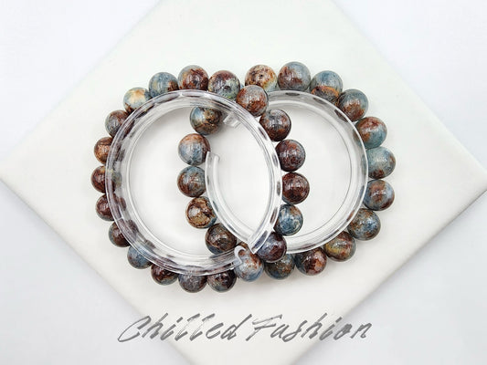 [Bracelet] Natural Island Aquamarine Bracelet with Unique Red Inclusions