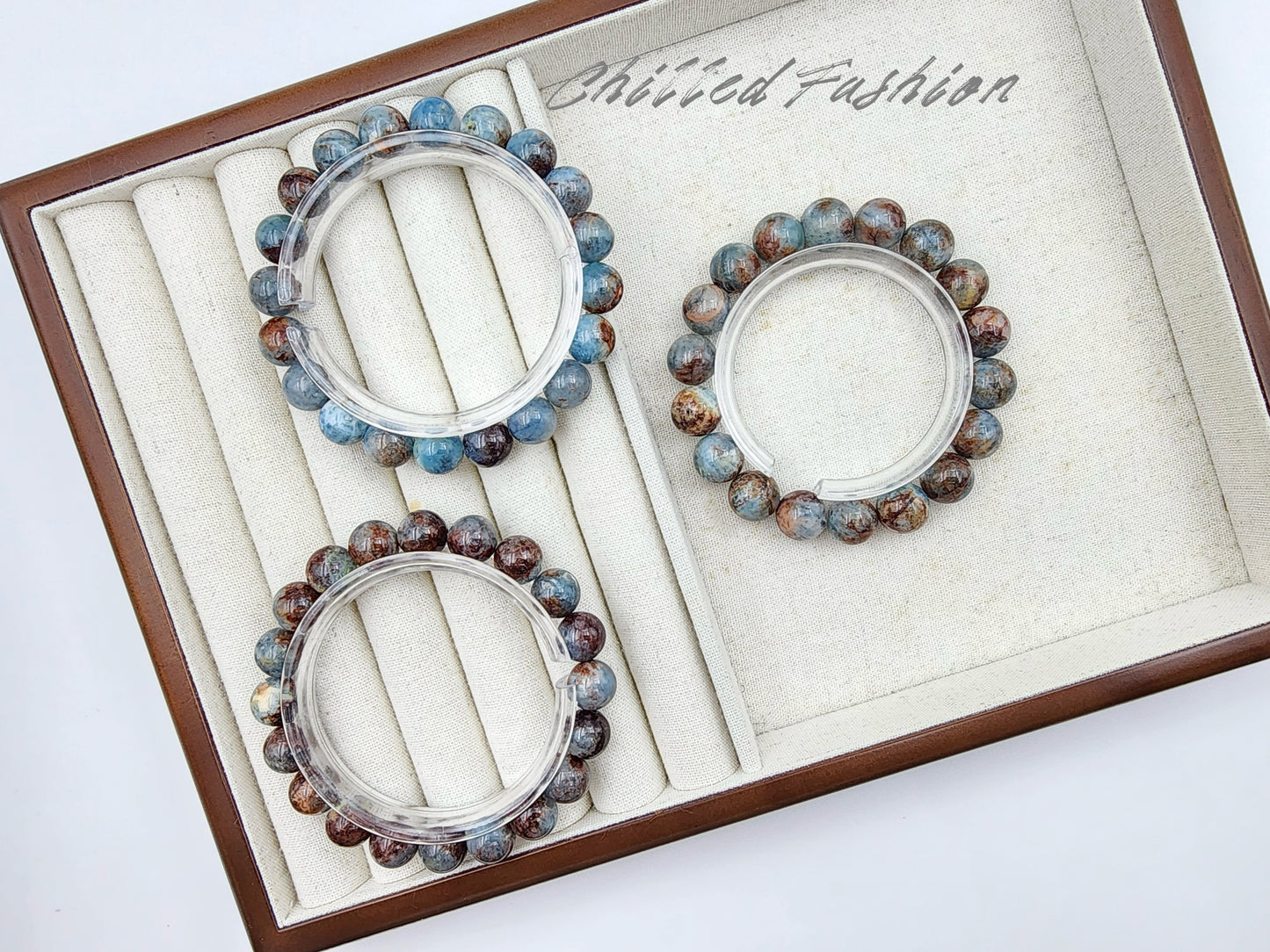 [Bracelet] Natural Island Aquamarine Bracelet with Unique Red Inclusions