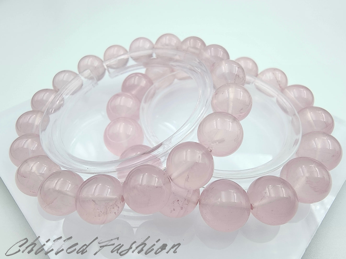 [Bracelet] Rose Quartz Round Bead Bracelet - Genuine Crystal for Love & Peace