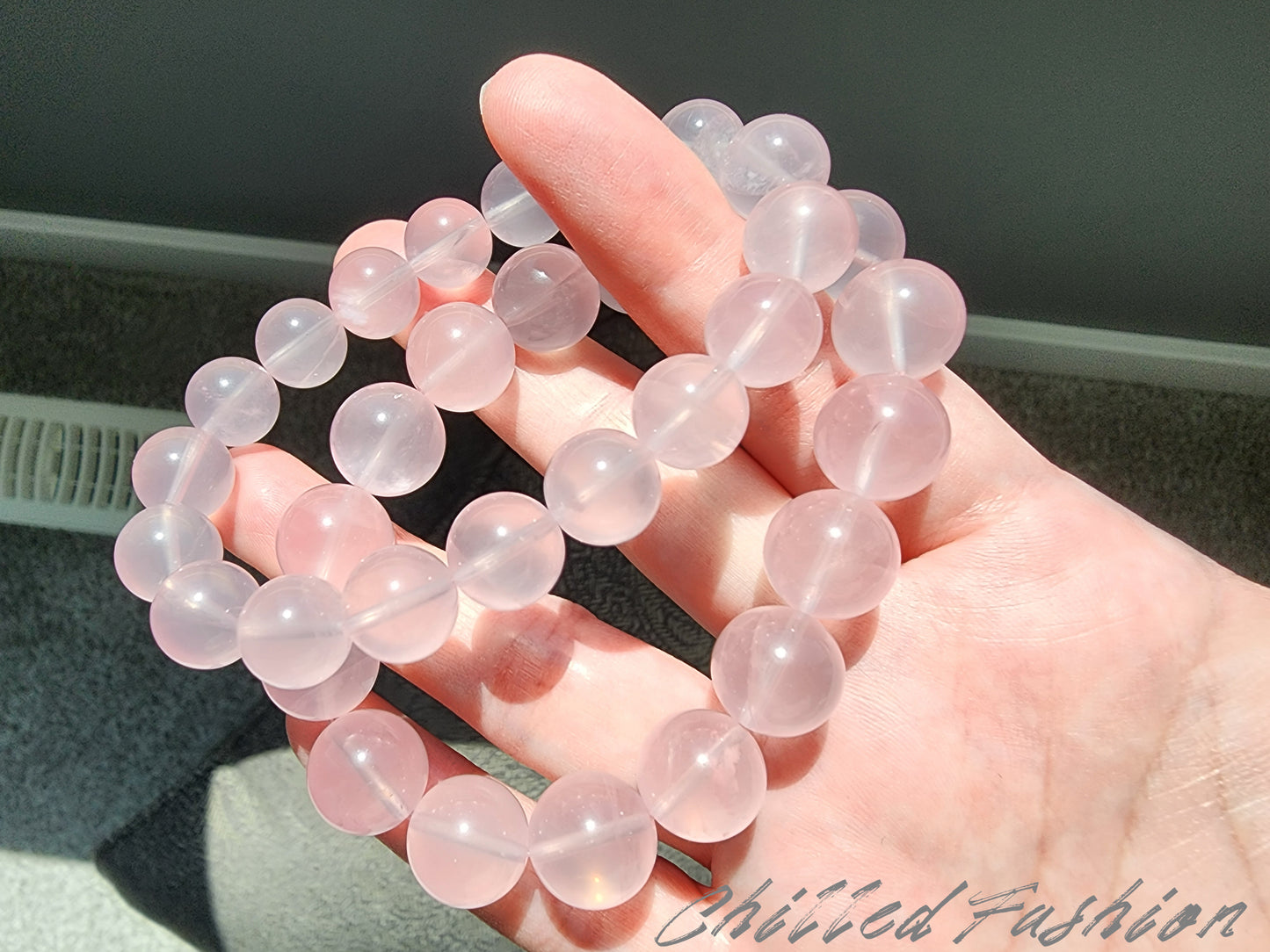 [Bracelet] Rose Quartz Round Bead Bracelet - Genuine Crystal for Love & Peace