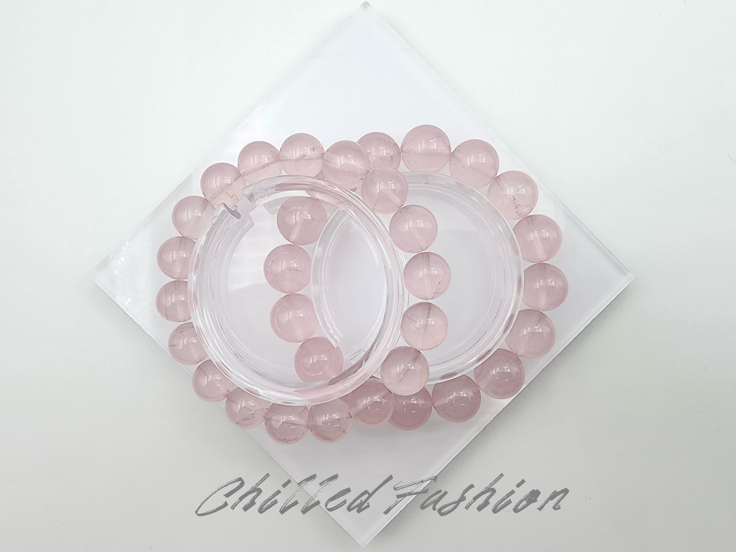 [Bracelet] Rose Quartz Round Bead Bracelet - Genuine Crystal for Love & Peace