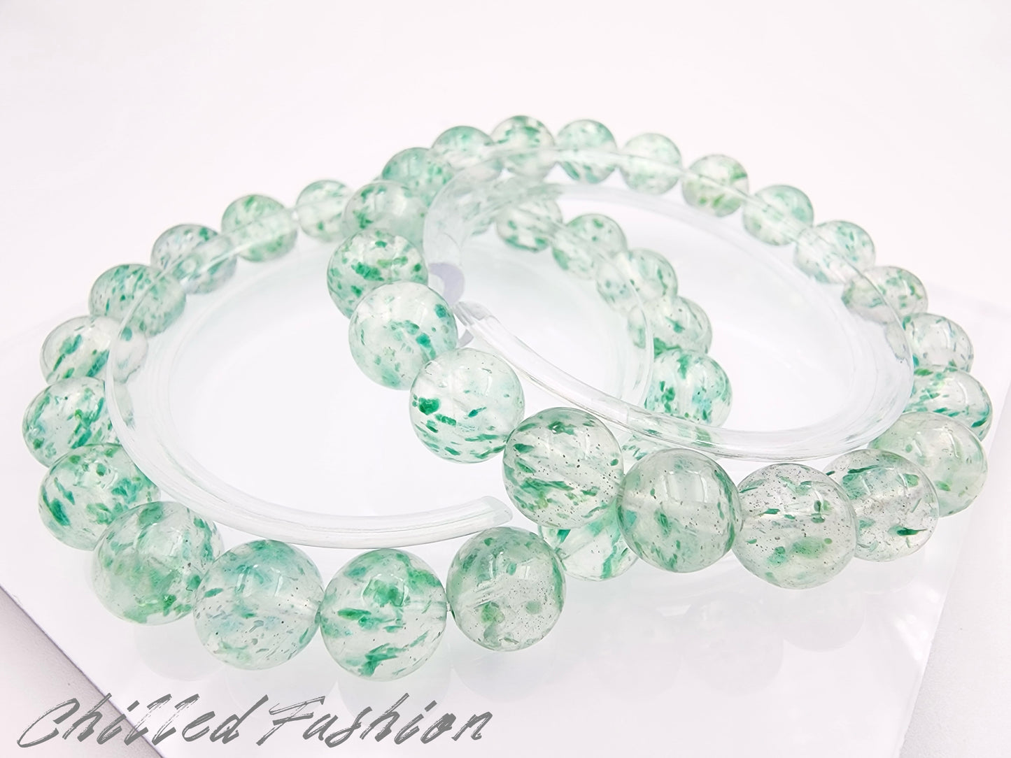 [Bracelet] 9mm Green Mica in Quartz Bracelet