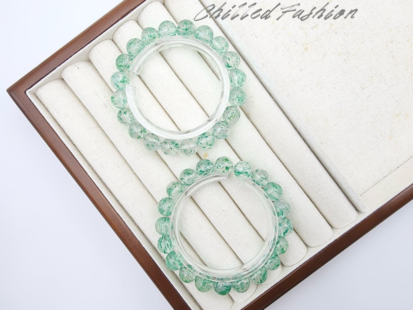 [Bracelet] 9mm Green Mica in Quartz Bracelet