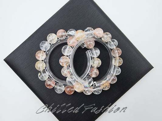 [Bracelet] Multi-Color Ice-Inclusion Quartz Bracelet