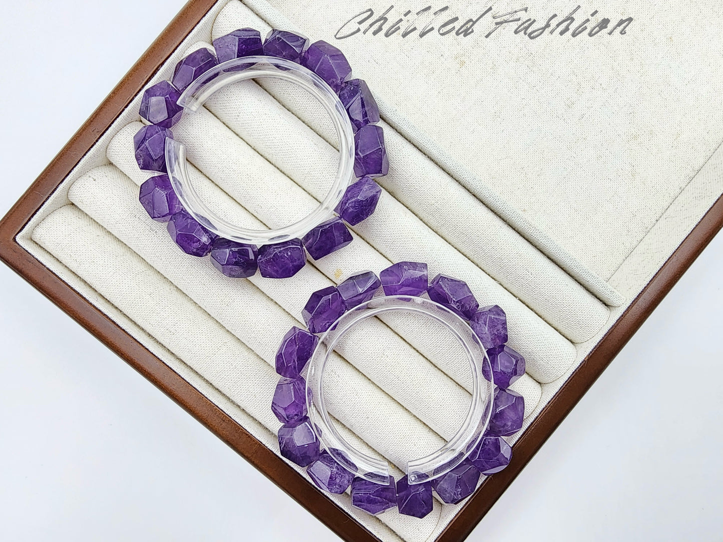 [Bracelet] Natural Amethyst Nugget Bead Bracelet with Multi-Faceted Cuts