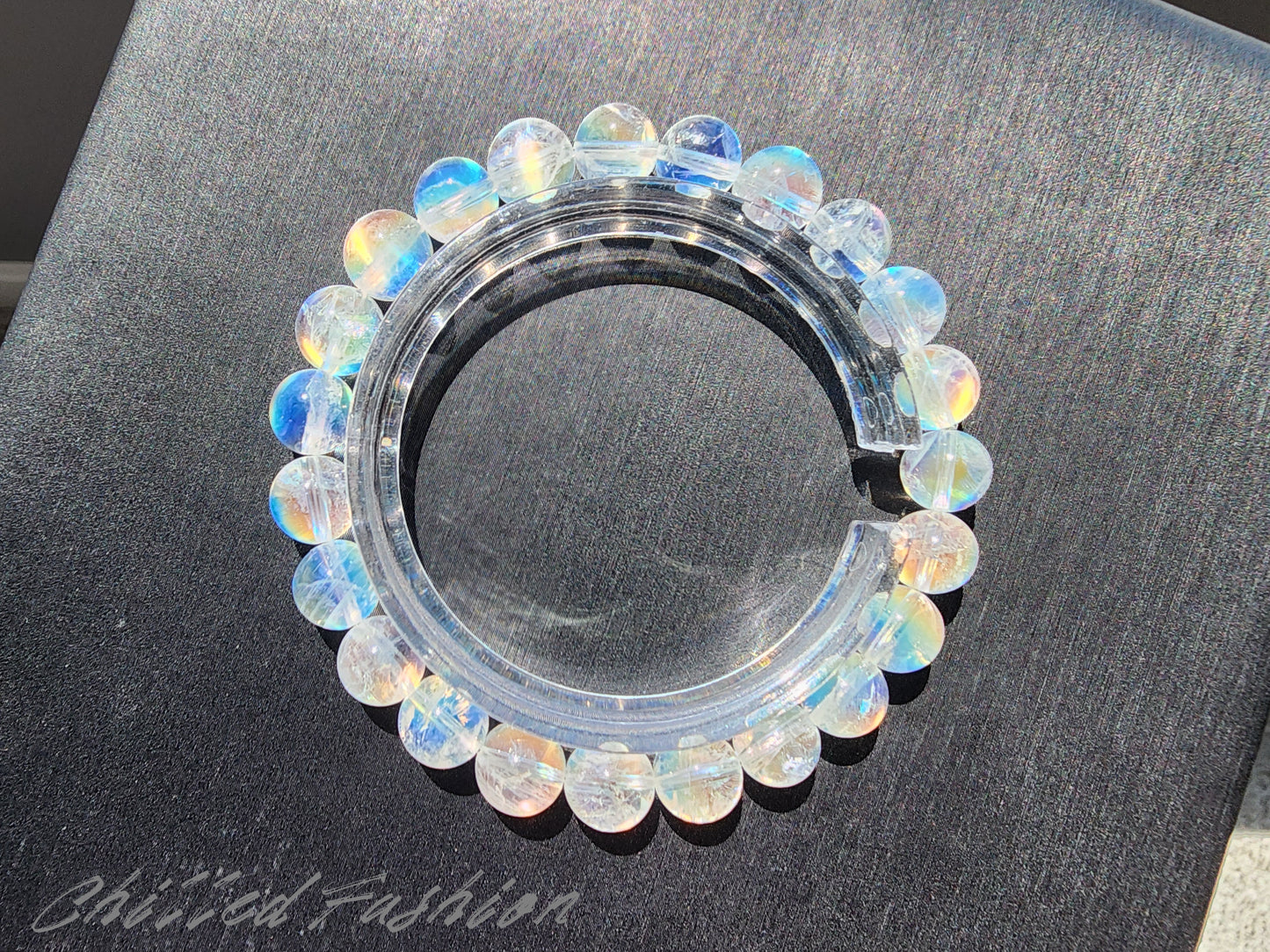 [Bracelet] 8mm Madagascar Rainbow Moonstone Crystal Bracelet