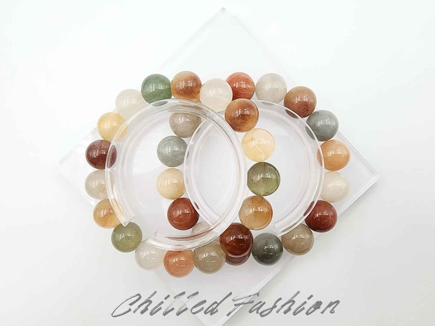 [Bracelet] Multicolor Rabbit Hair Quartz Beaded Bracelet