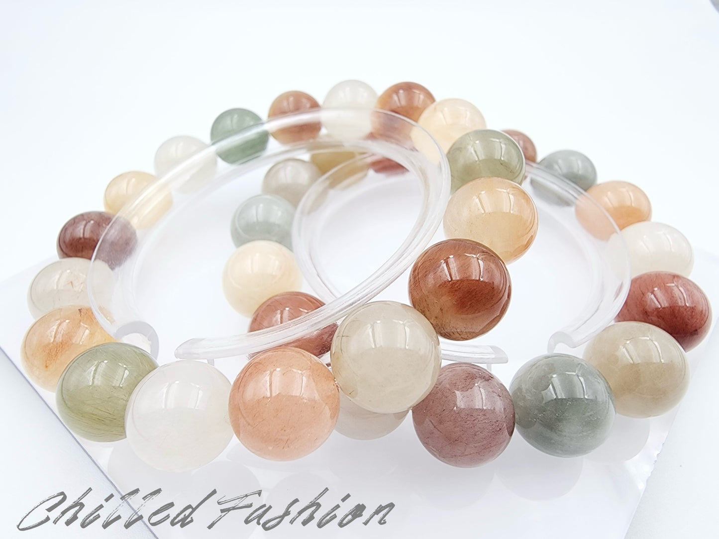 [Bracelet] Multicolor Rabbit Hair Quartz Beaded Bracelet