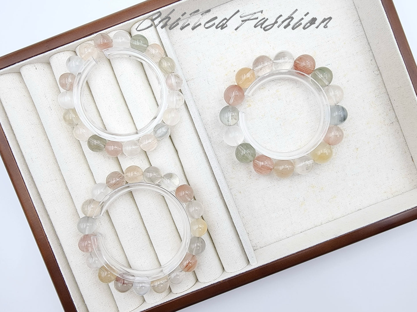 [Bracelet] Unique Rainbow Rabbit Hair Quartz Bracelet