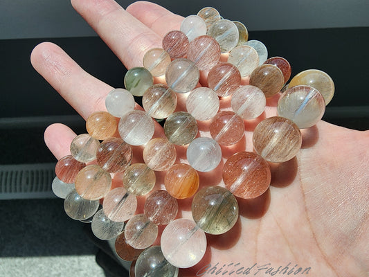 [Bracelet] Unique Rainbow Rabbit Hair Quartz Bracelet