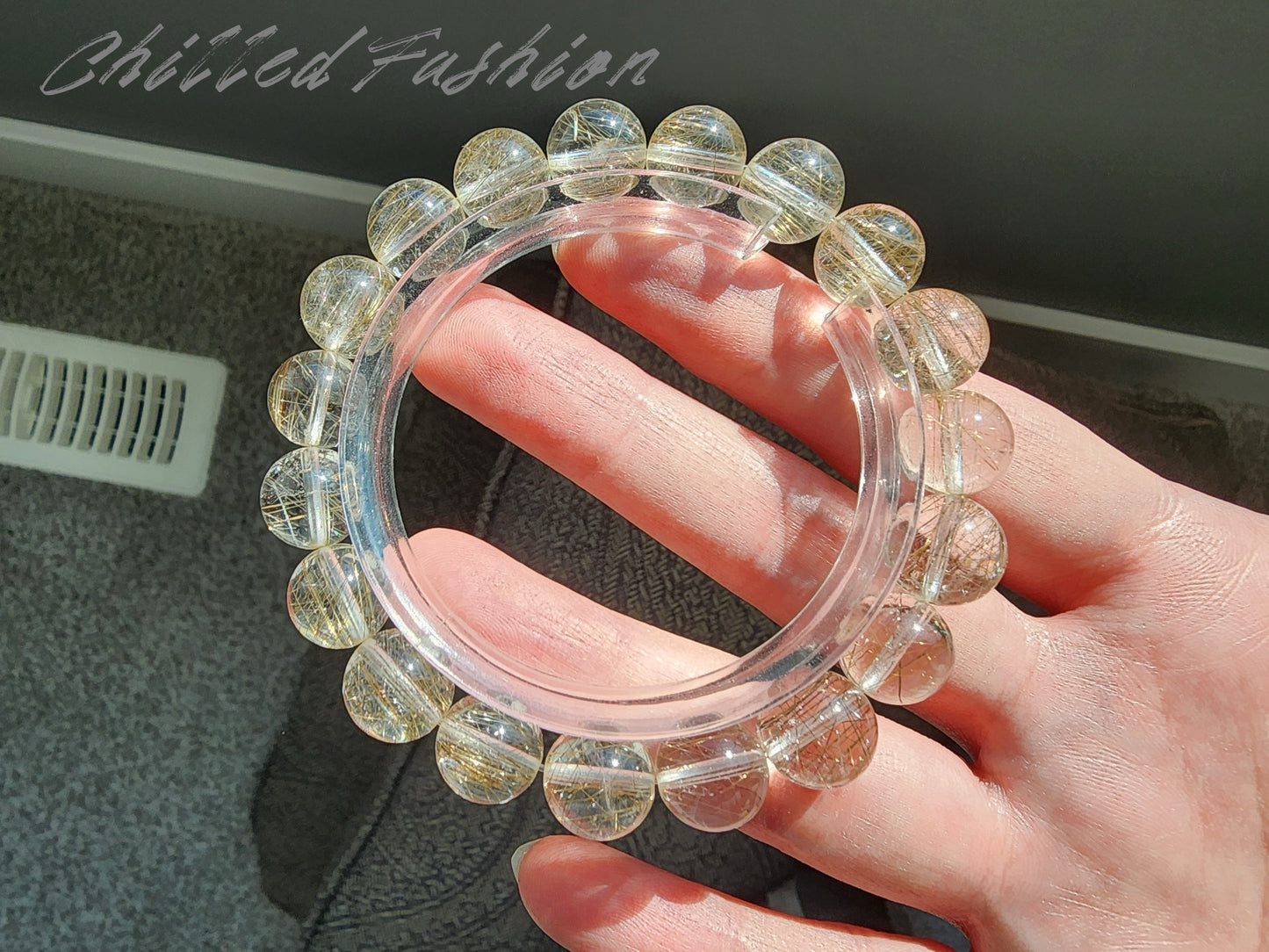 [Bracelet] 10mm Natural Silver Rutilated Quartz Bracelet