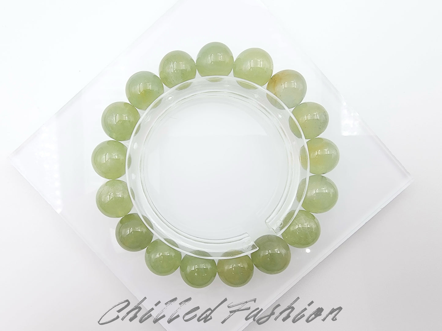 [Bracelet] 12mm Green Grape Color Aquamarine Bracelet