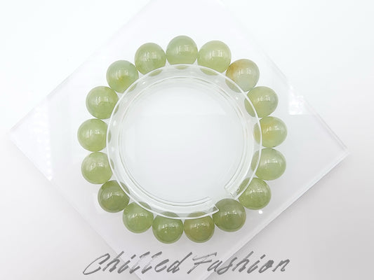 [Bracelet] 12mm Green Grape Color Aquamarine Bracelet
