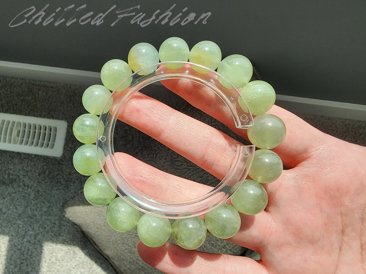 [Bracelet] 12mm Green Grape Color Aquamarine Bracelet