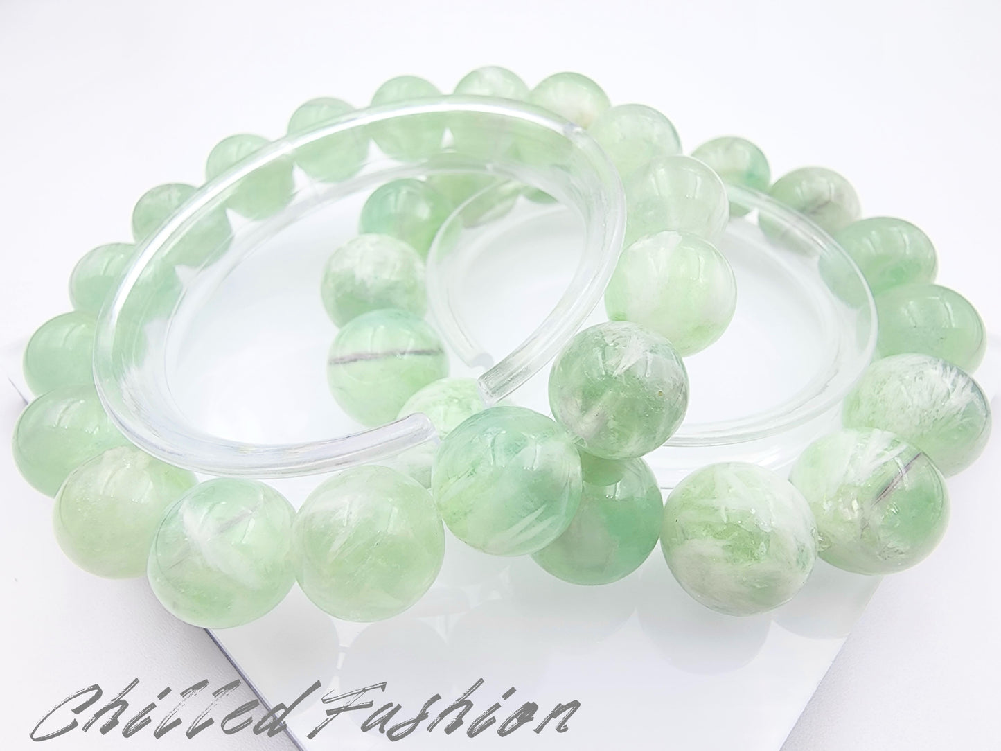 [Bracelet] Green Feather Fluorite Bracelet