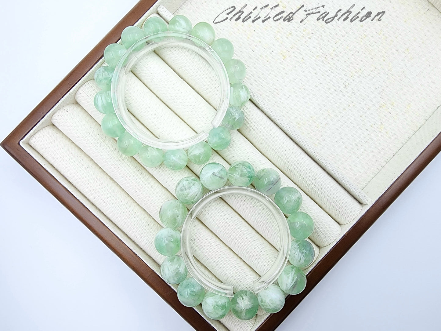 [Bracelet] Green Feather Fluorite Bracelet