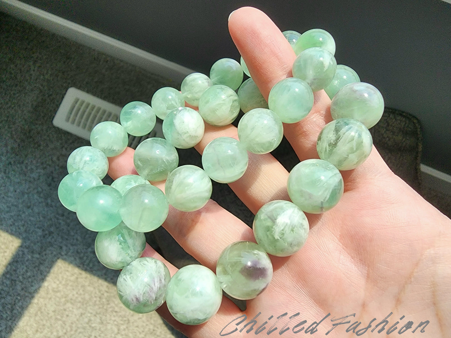 [Bracelet] Green Feather Fluorite Bracelet