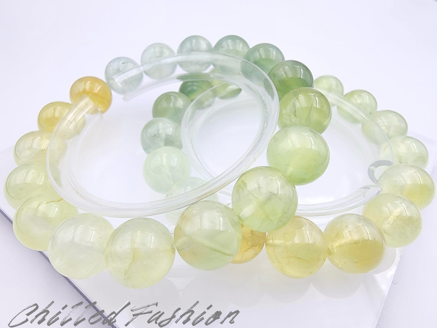 [Bracelet] Green to Yellow Gradient Prehnite Bracelet