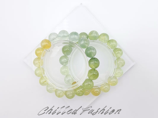 [Bracelet] Green to Yellow Gradient Prehnite Bracelet