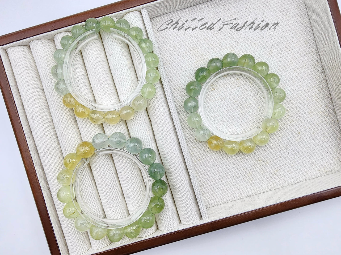 [Bracelet] Green to Yellow Gradient Prehnite Bracelet