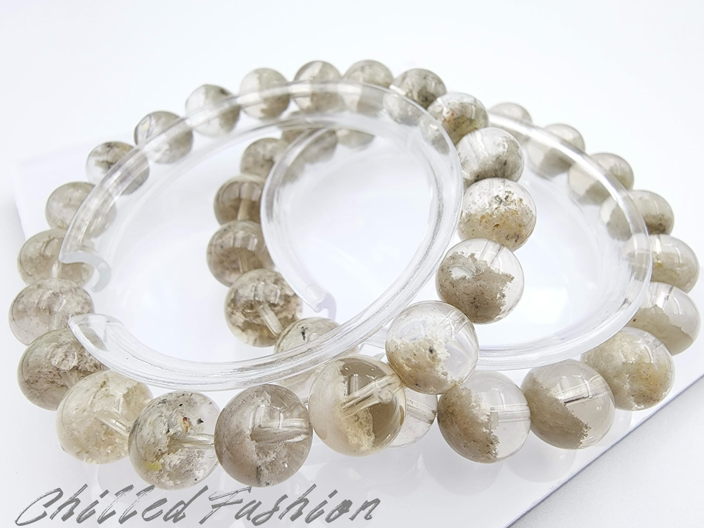 [Bracelet] Natural Matcha Green Phantom Quartz Beaded Bracelet
