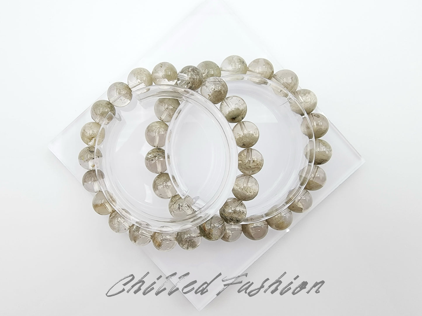 [Bracelet] Natural Matcha Green Phantom Quartz Beaded Bracelet