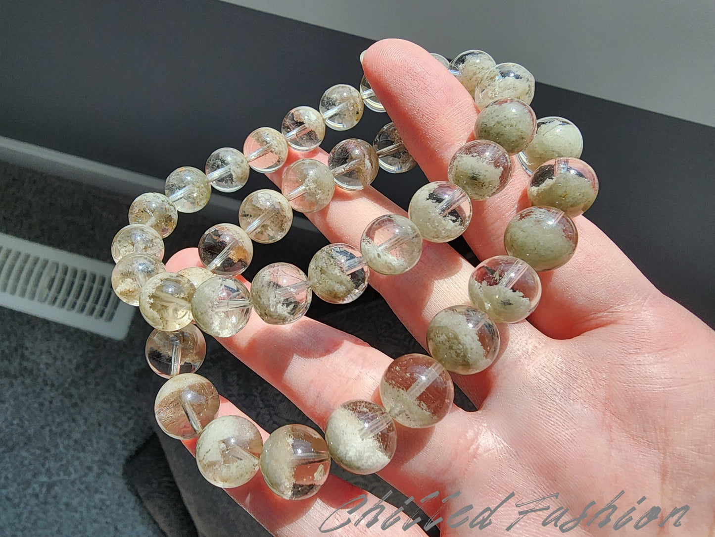 [Bracelet] Natural Matcha Green Phantom Quartz Beaded Bracelet