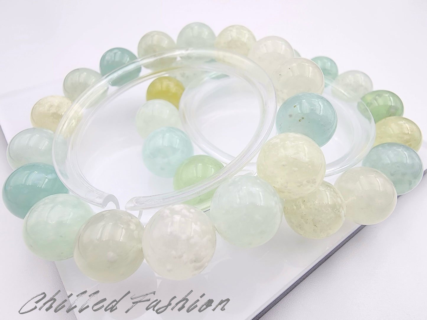 [Bracelet] 12mm Snowflake Xiu Jade Gemstone Bracelet