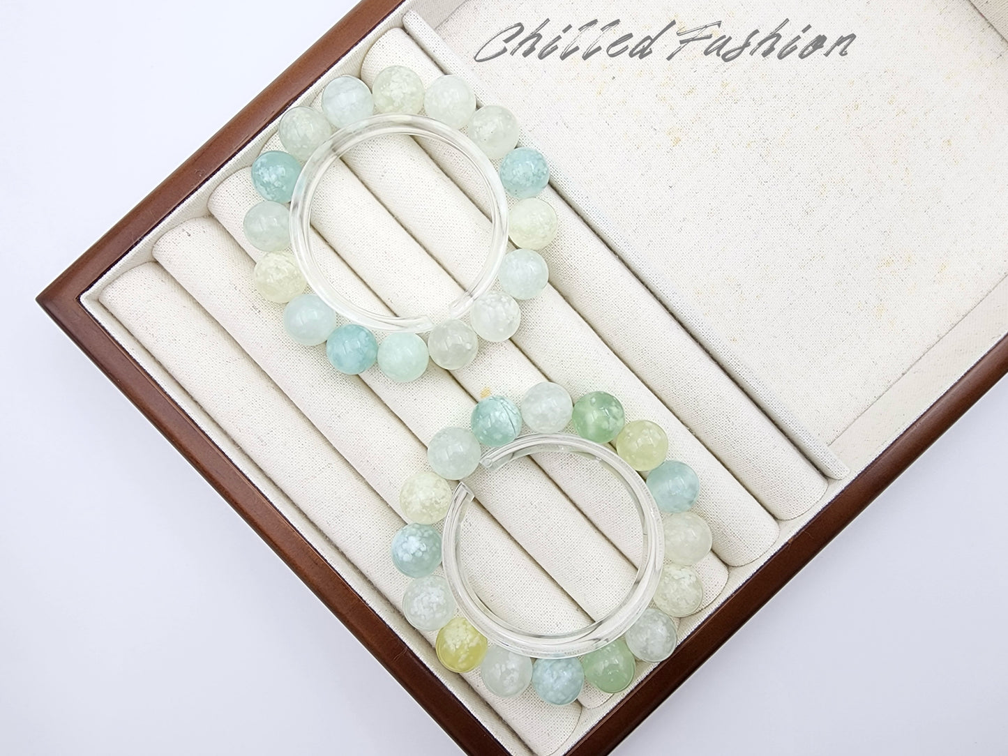 [Bracelet] 12mm Snowflake Xiu Jade Gemstone Bracelet