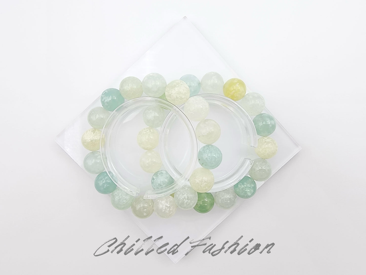 [Bracelet] 12mm Snowflake Xiu Jade Gemstone Bracelet