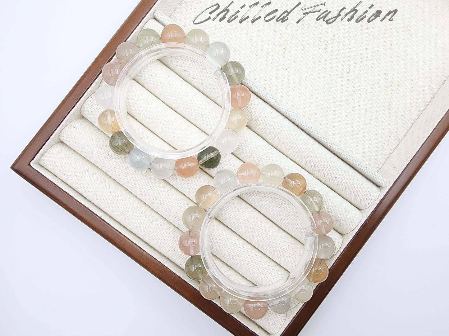 [Bracelet] 12mm Multicolor Rabbit Hair Quartz Bracelet