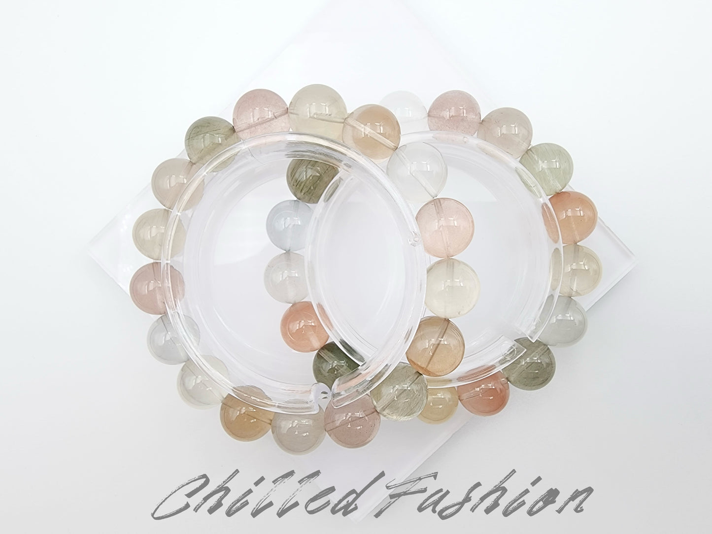 [Bracelet] 12mm Multicolor Rabbit Hair Quartz Bracelet