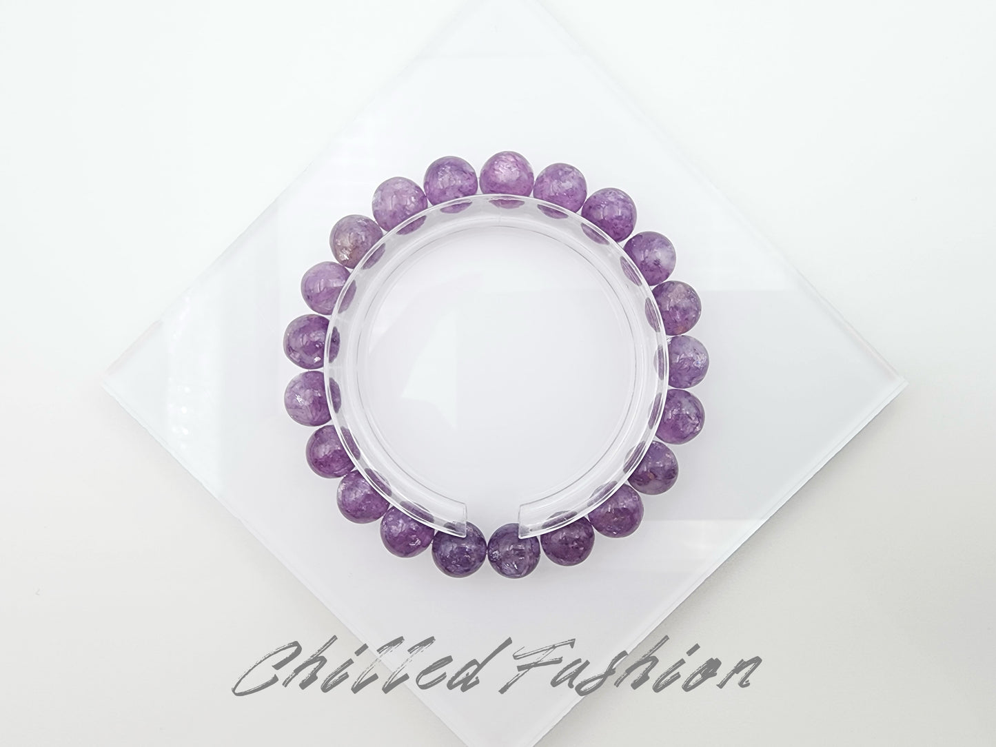 [Bracelet] Elegant Amethyst Radiance: 9mm Purple Lepidolite 紫祖母晶 Beaded Bracelet