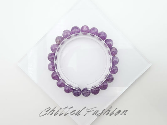 [Bracelet] Elegant Amethyst Radiance: 9mm Purple Lepidolite 紫祖母晶 Beaded Bracelet