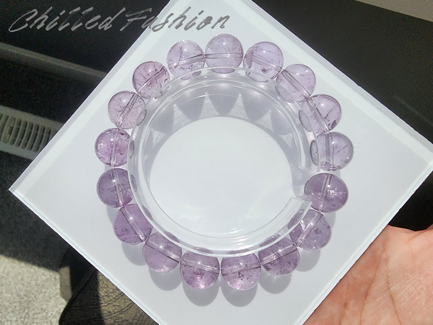 [Bracelet] Enchanting 12mm Amethyst Bracelet - Handcrafted Energy and Healing Accessory