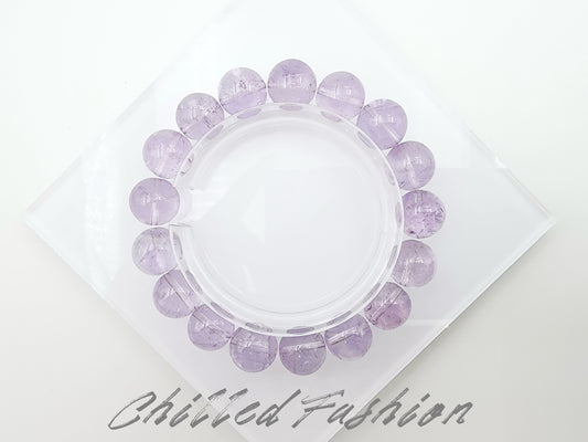[Bracelet] Enchanting 12mm Amethyst Bracelet - Handcrafted Energy and Healing Accessory