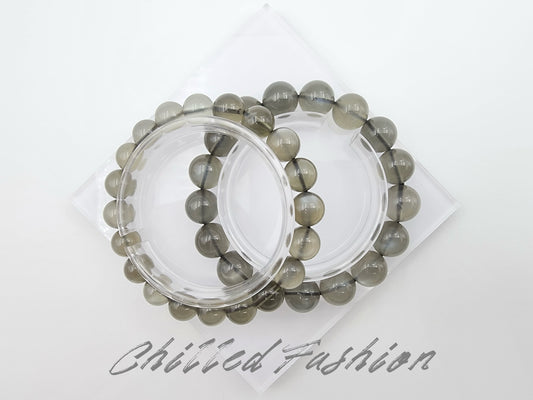 [Bracelet] Natural Black Silver Moonstone Bracelet