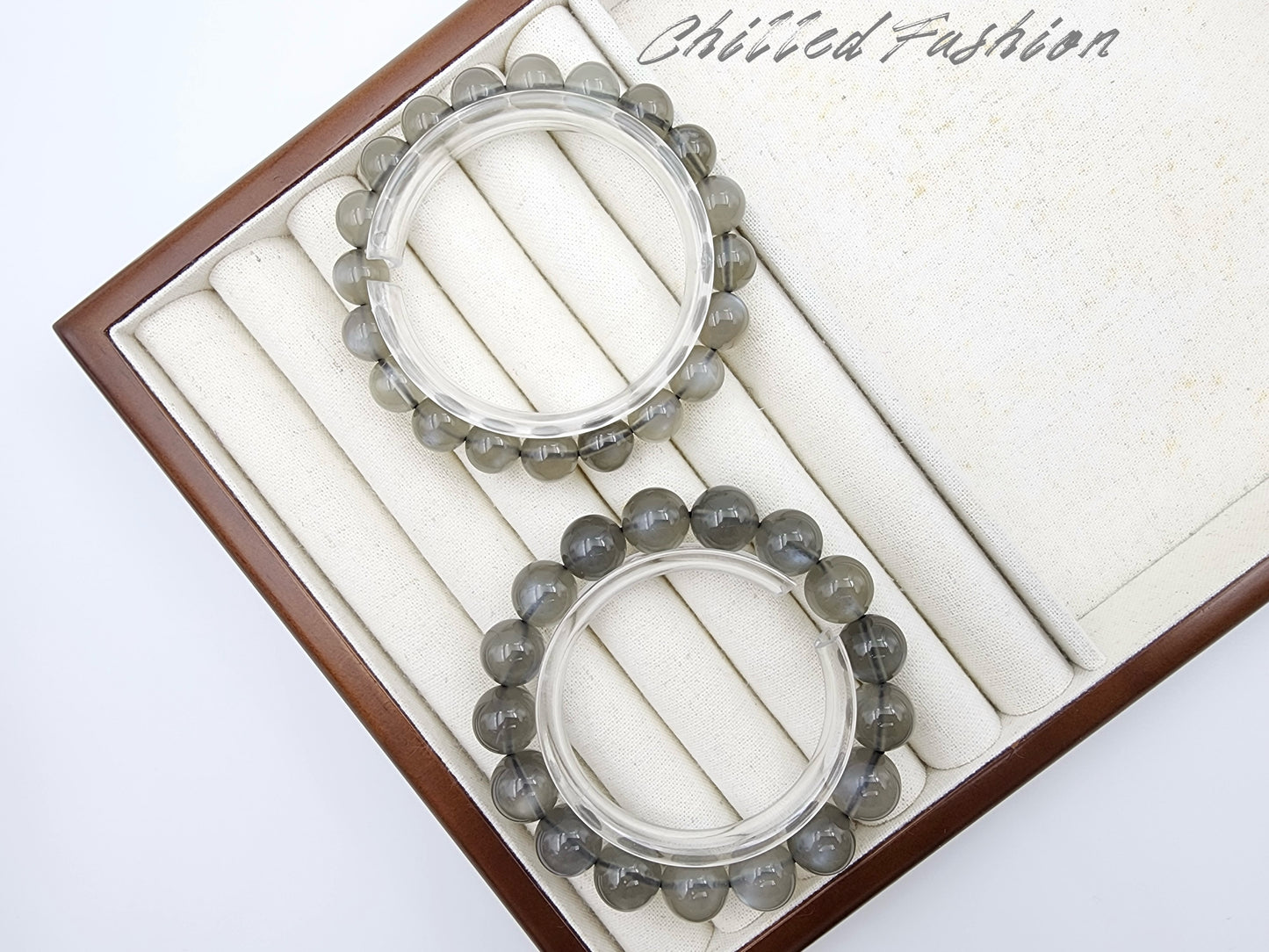 [Bracelet] Natural Black Silver Moonstone Bracelet